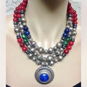 Vintage, Multi-Layer, 18-Strands, Colorful Beads 24-inch Necklace